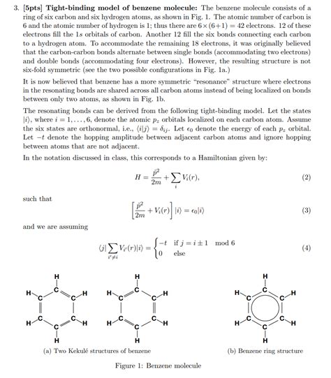 Solved Pts Tight Binding Model Of Benzene Molecule Chegg