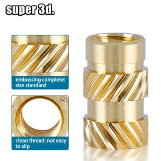Pcs Insert Embedment Nut M M M Thread Knurled Hot Melt Brass Threaded Heat Set Heat