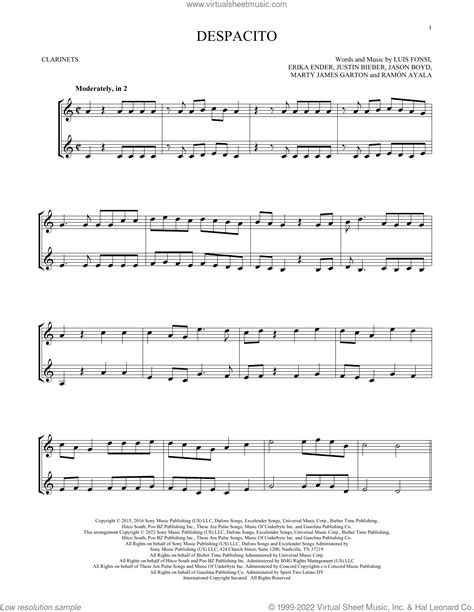 Despacito (feat. Justin Bieber) sheet music for two clarinets (duets)