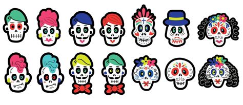 set of vector stickers of funny colorful skulls 25371466 Vector Art at Vecteezy