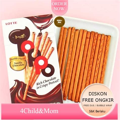 Jual Toppo Lotte Biskuit Stick Coklat Snack Cemilan Makanan Ringan