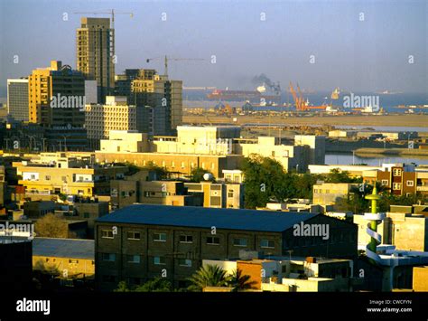 Jeddah Saudi Arabia View Of The Port With Large Ship Stock Photo Alamy