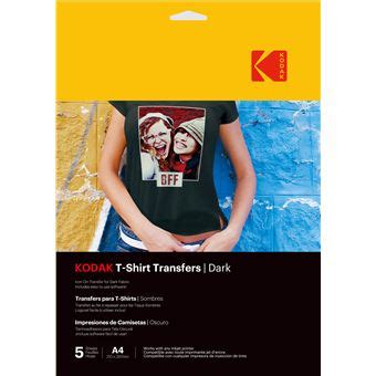 Pack De 5 Feuilles Tissus Sombres Kodak Tshirt Trans D Pour Imprimante