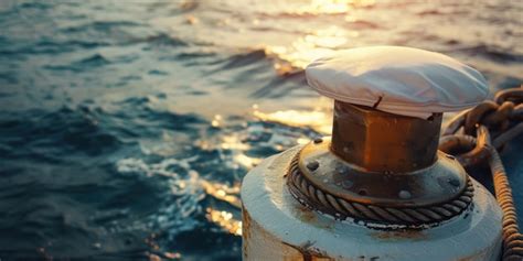 premium photo  sailors hat resting   rope   boat suitable