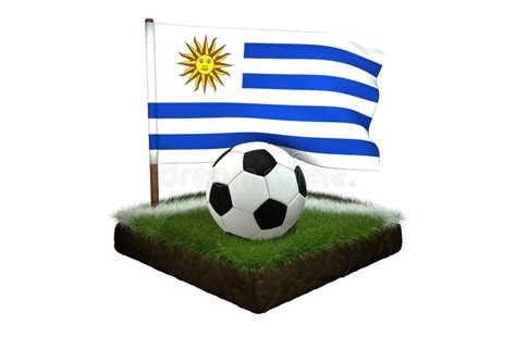 Bal Voor Het Spelen Van Voetbal En Nationale Vlag Van Uruguay Op Gebied