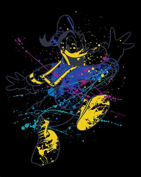 Disney Mickey And Friends Donald Duck Paint Splatter Digital Art By Sue