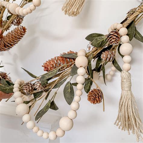 Rustic Wooden Beads Garland With Tassels M Natural Oh So Kel