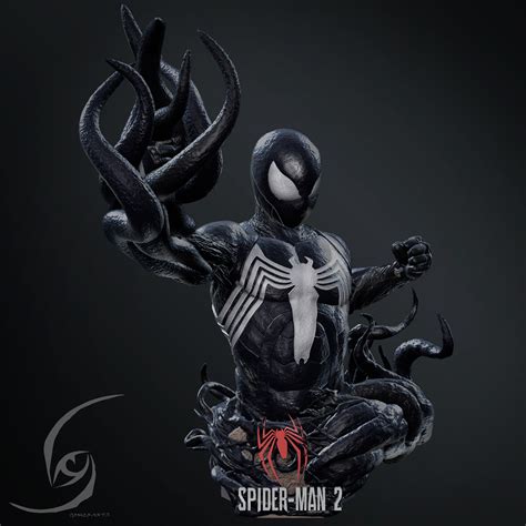 3D file Spider-Man PS5 Black Suit Bust For 3D Printing 👤・3D printing ...