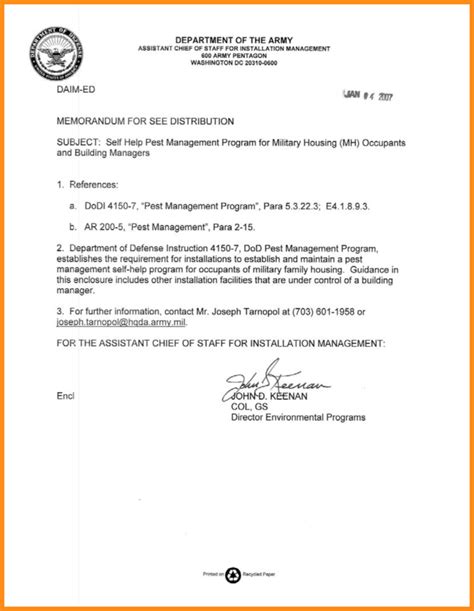 11-12 Example Army Memorandum For Record | Lasweetvida in Army Memorandum Template Word ...