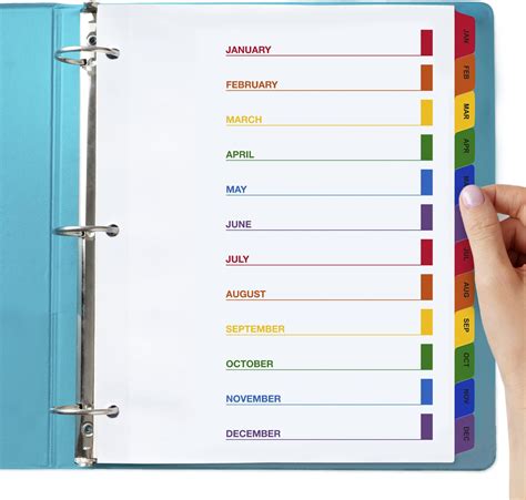Cardinal Onestep Binder Dividers 12 Tab Monthly