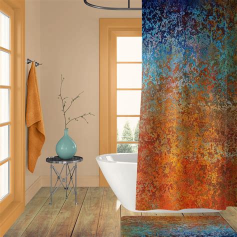 Southwestern Colors Shower Curtain Abstract Art In Turquoise Etsy