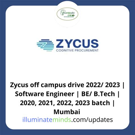 Zycus Off Campus Drive Software Engineer Be B Tech