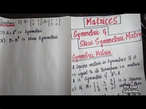 Symmetric And Skew Symmetric Matrix In Urdu Youtube