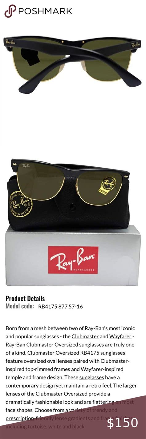 Sold Clubmaster Oversized Ray Bans Rb 4175 Ray Bans Sunglasses Accessories Colored Sunglasses