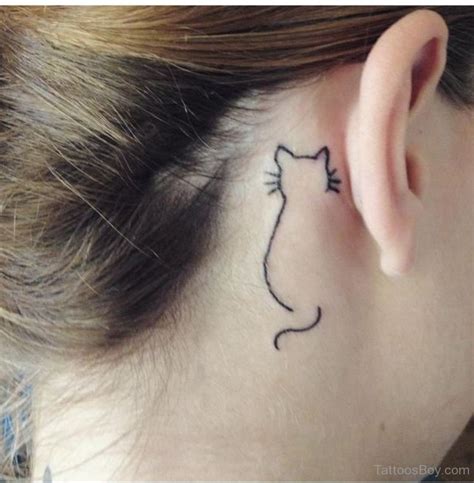 Cat Tattoo On Behind Ear - Tattoos Designs