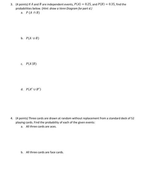 Solved 3 4 Points If A And B Are Independent Events