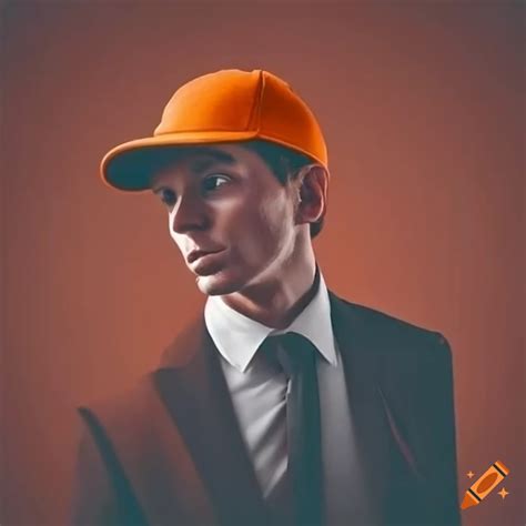 Image Of A Unique Man In An Orange Suit And Cap On Craiyon