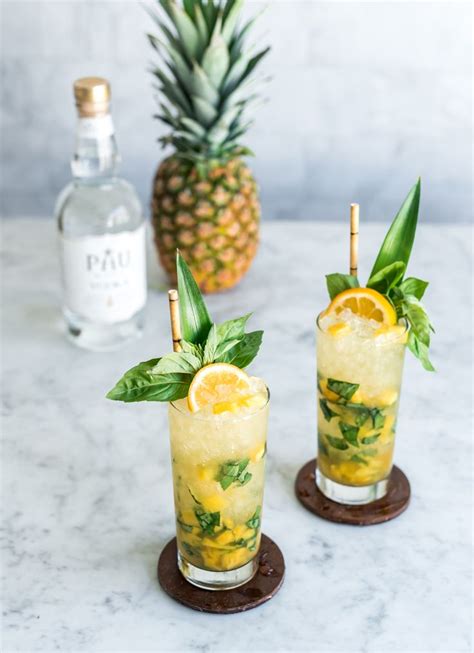 Vodka Pineapple Basil Smash Cocktail Pineapple And Coconut Pineapple Vodka Pineapple Drinks