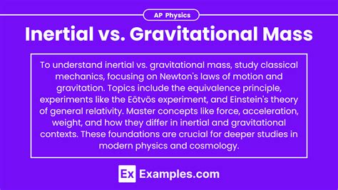 Unit 3.5 - Inertial vs. Gravitational Mass (Notes & Practice Questions ...