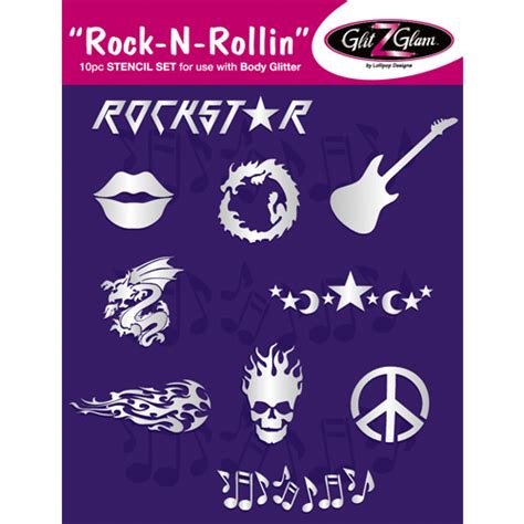 Rock N Rollin Tattoo Stencil Set Glitzglam