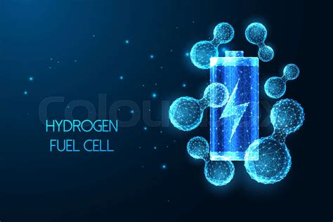 Futuristic Hydrogen fuel cell concept with glowing low polygonal ...