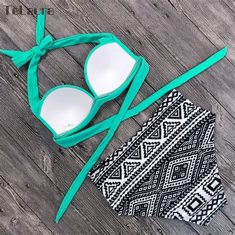 Telaura Sexy High Waist Bikini Set Swimwear Women Swimsuit Push Up 2020