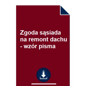 Zgoda S Siada Na Remont Dachu Wz R Pisma Pobierz