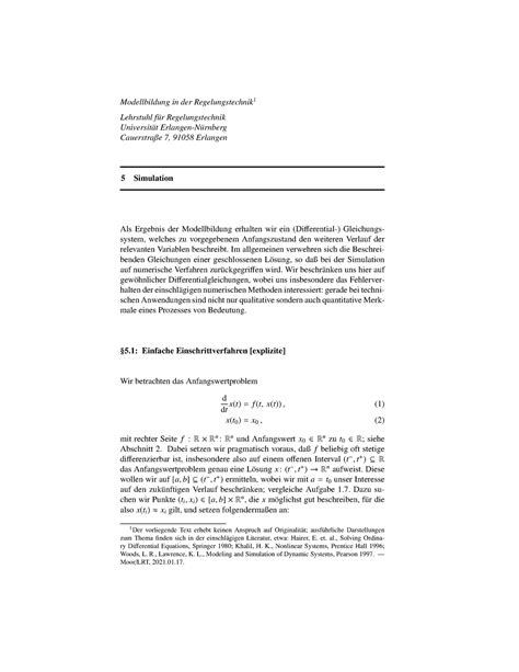 Mrt Skript Modellbildung In Der Regelungstechnik Fau