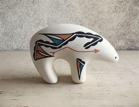 Acoma Pottery Bear Figurine Native American Indian Pottery Bear Gifts