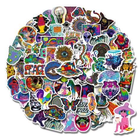 Trippy Stickers 100 PCS Psychedelic Stickers for Adults,Trippy Accessories Stickers,Hippie ...