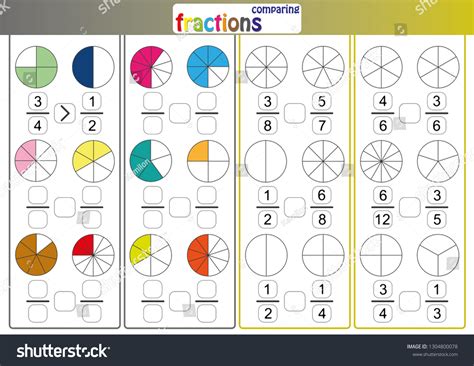 Comparing Fractions Use Compare Fractions Mathematics Stock Vector