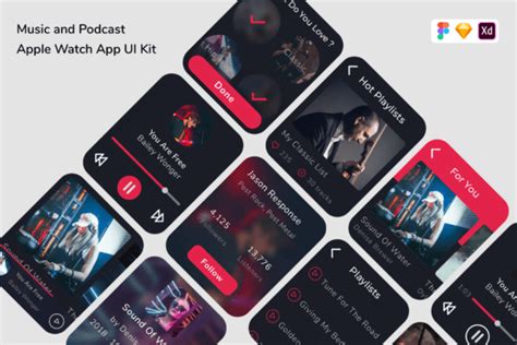 Music And Podcast Apple Watch App UI Kit Graphic By Betush Creative