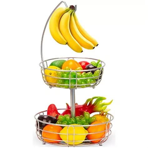 Canasta De Frutas De 2 Niveles Soporte Plátanos Ganch Envío gratis