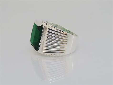 Vintage Sterling Silver Green Emerald Men's Ring Size 9 - Etsy