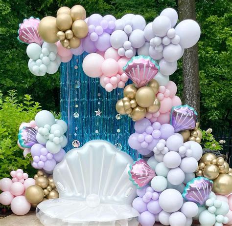 Seashell Balloon Arch In 2024 Mermaid Theme Birthday Mermaid Birthday Party Decorations