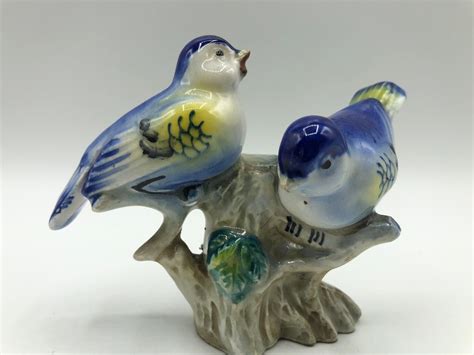 Vintage Porcelain Bird Figurine Blue Bird Ceramic Knick Knack Home