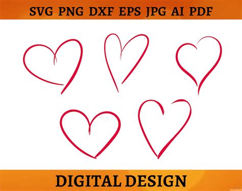 5 CUTE HEARTS SVG Bundle Heart Svg Files Valentines Day Gift Printable ...