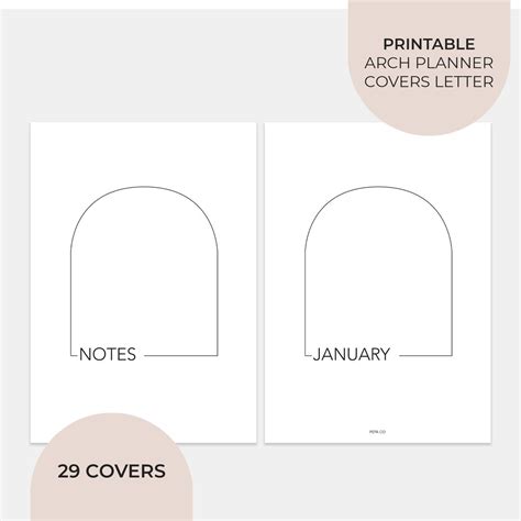 PRINTABLE Letter Arch Cover Planner Inserts Printable Arch - Etsy