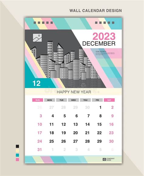 Calendario De Pared 2023 Plantilla Fondos Creativos Pastel Diciembre