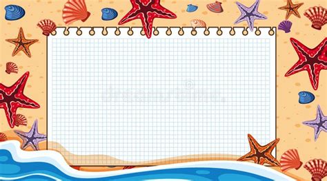 Border Template With Beach Scene In Background Stock Vector - Illustration of blank, tropical ...