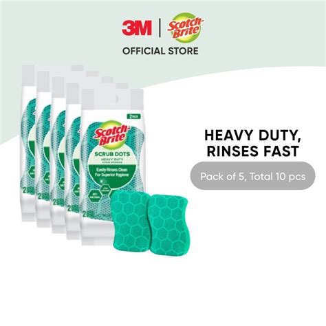 3M Scotch Brite Scrub Dots Heavy Duty Scrub Sponges Anti Bacterial