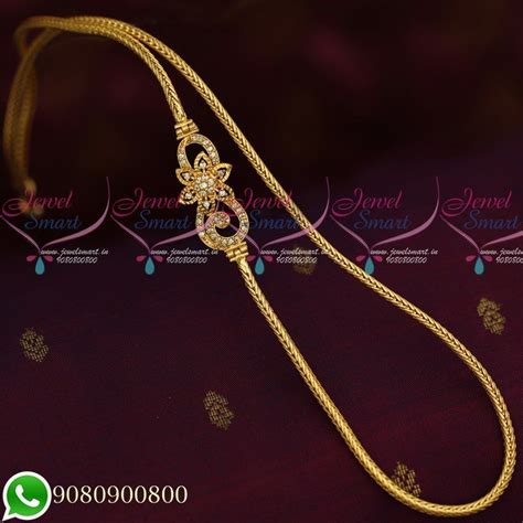 C Floral Design Mugappu Thali Kodi Chain South Indian Jewellery