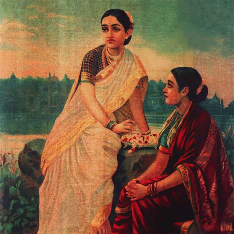 Raja Ravi Varma Paper Print Of Radha With Sakhi