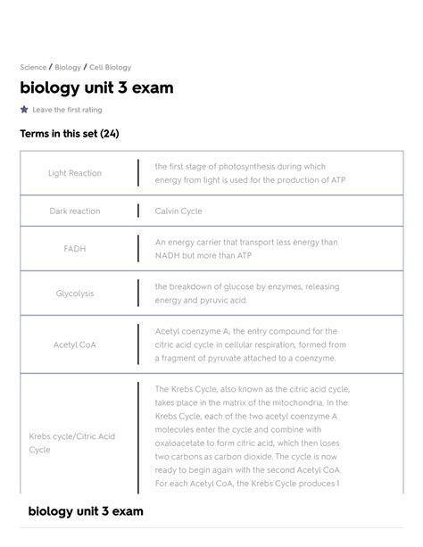 Biology Unit Exam Flashcards Quizlet Biology Unit Exam Leave The