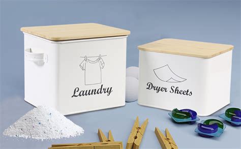 Xbopetda Set Of Laundry Powder Bin Dryer Sheets Holder Laundry