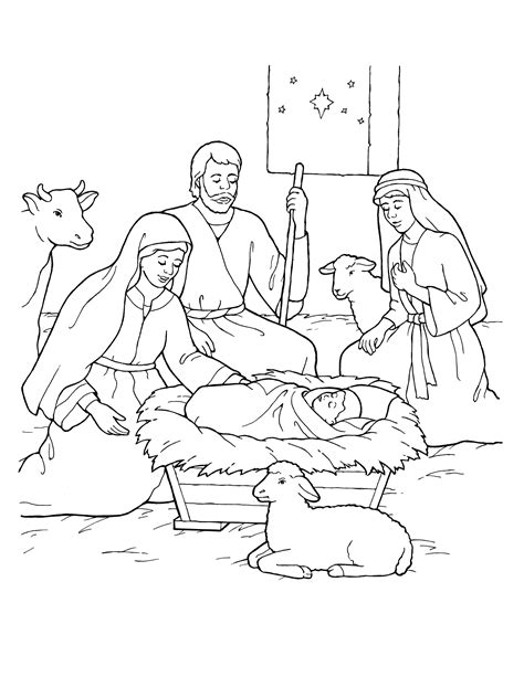 Coloring Nativity Scene With Shepherds Coloring Pages