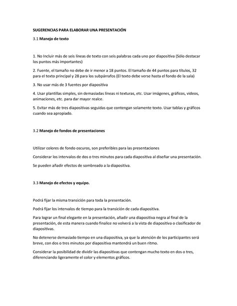 Tips para una presentacion SUGERENCIAS PARA ELABORAR UNA PRESENTACIÓN