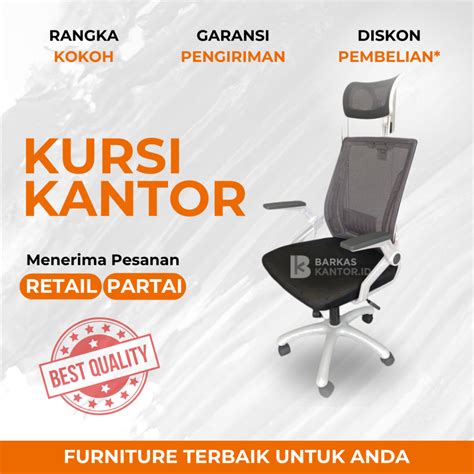 Jual Kursi Jaring Kantor Kursi Staff Headrest Hidrolik Dijamin Awet