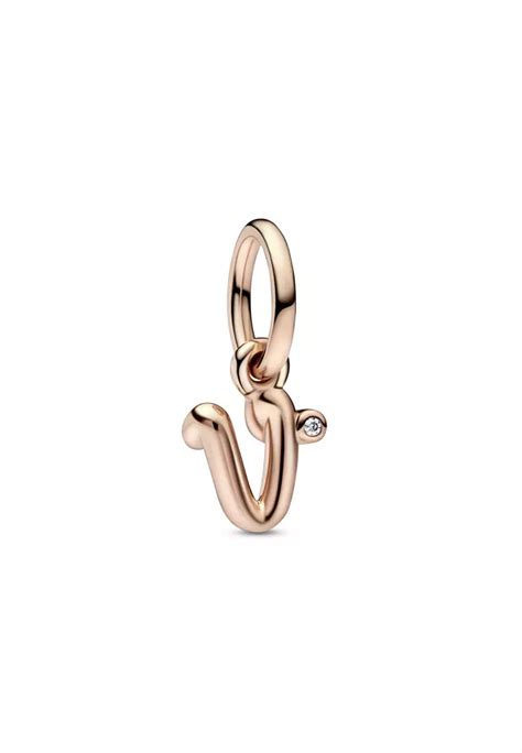 Buy Pandora Pandora 14k Rose Gold Plated Letter V Script Alphabet