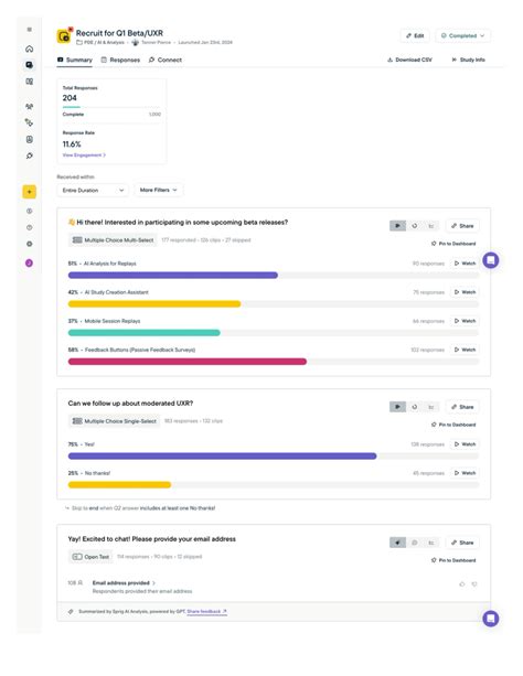 In Product Survey For Recruiting Beta Testers At Sprig